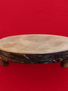 Natural Wood Round Display Stand - Beige